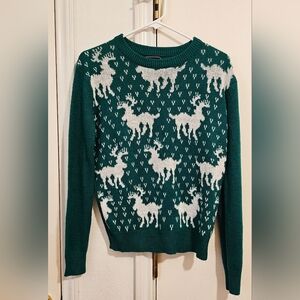 Green Reindeer Pattern Sweater